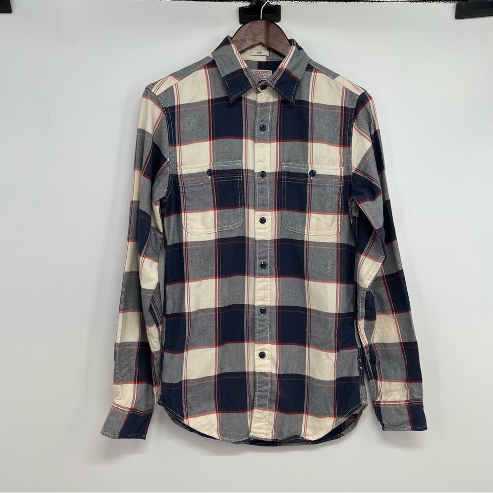 Wallace Barnes Shirt Mens Sz XS Slim Fit Plaid Flannel Button Up J. Crew Pockets